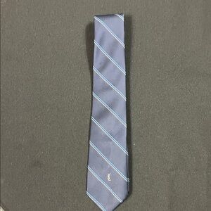 Vintage Yves Saint Laurent Navy and Light Blue Striped Tie